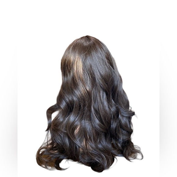 Chocolate Brown Wavy Long Wig With Bangs - Picture 2 of 8